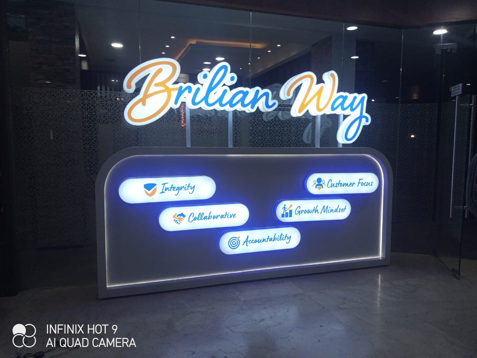“Brilian Way” Corporate Values Illuminated Display